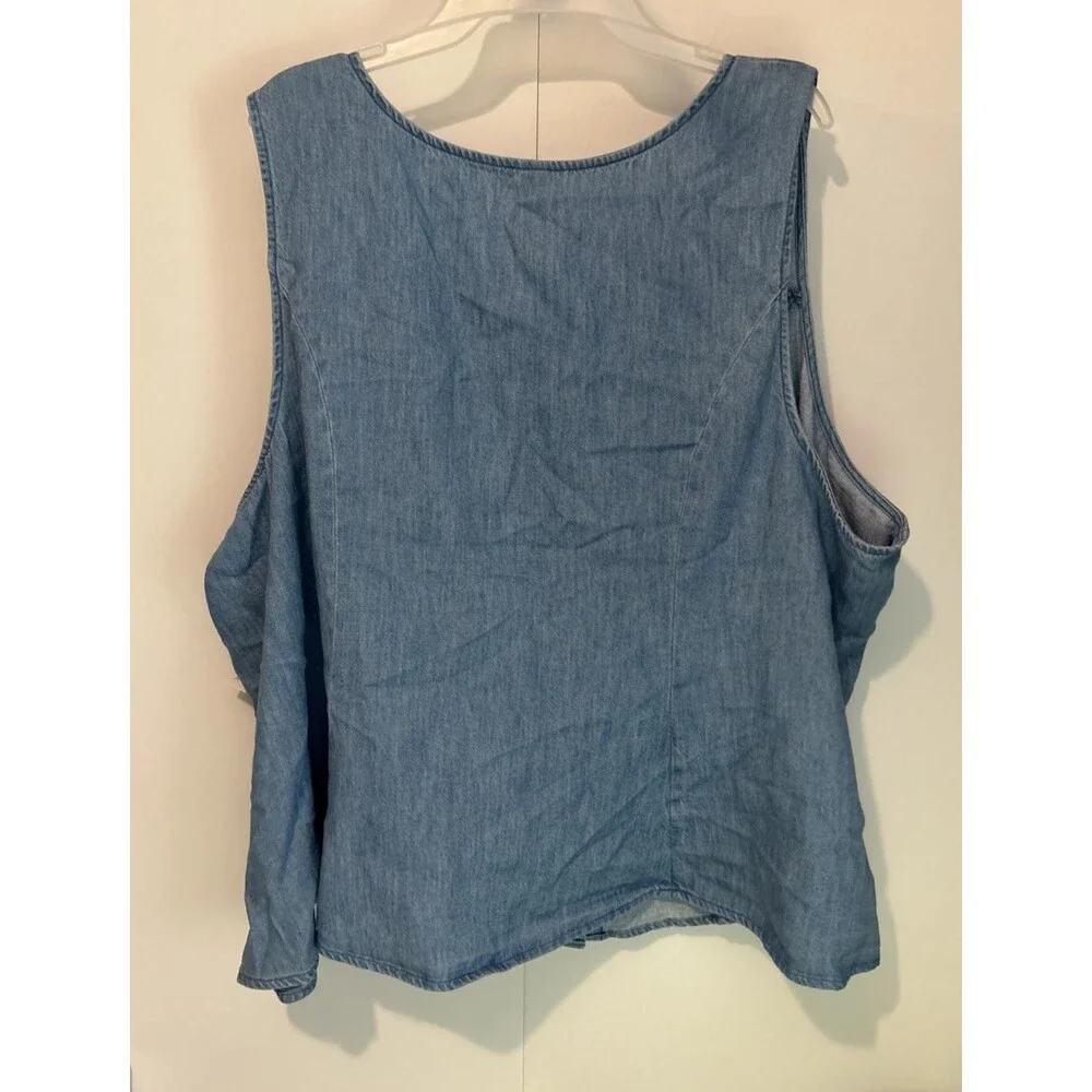 Old Navy Woman Blue Jean Shirt Top 3x Sleeveless Chest 55